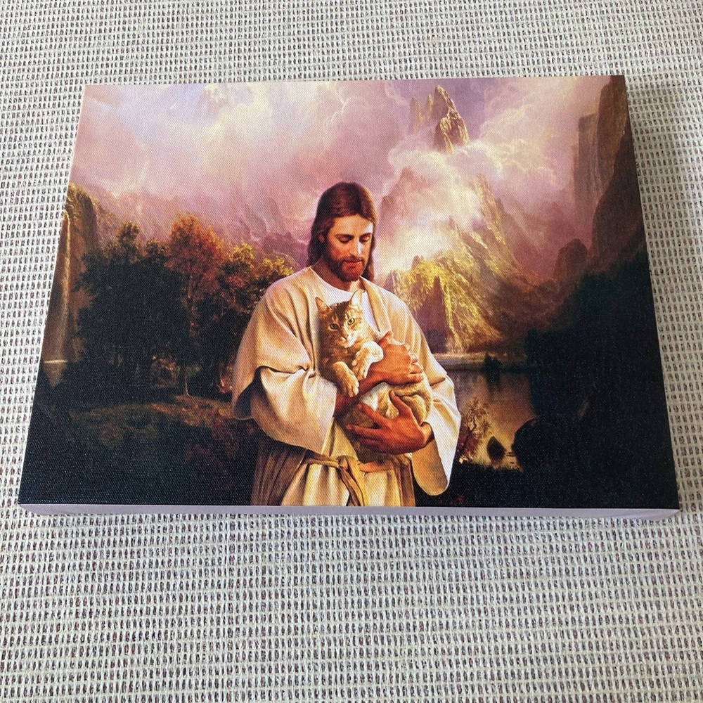 Christ and his Cat canvas print.